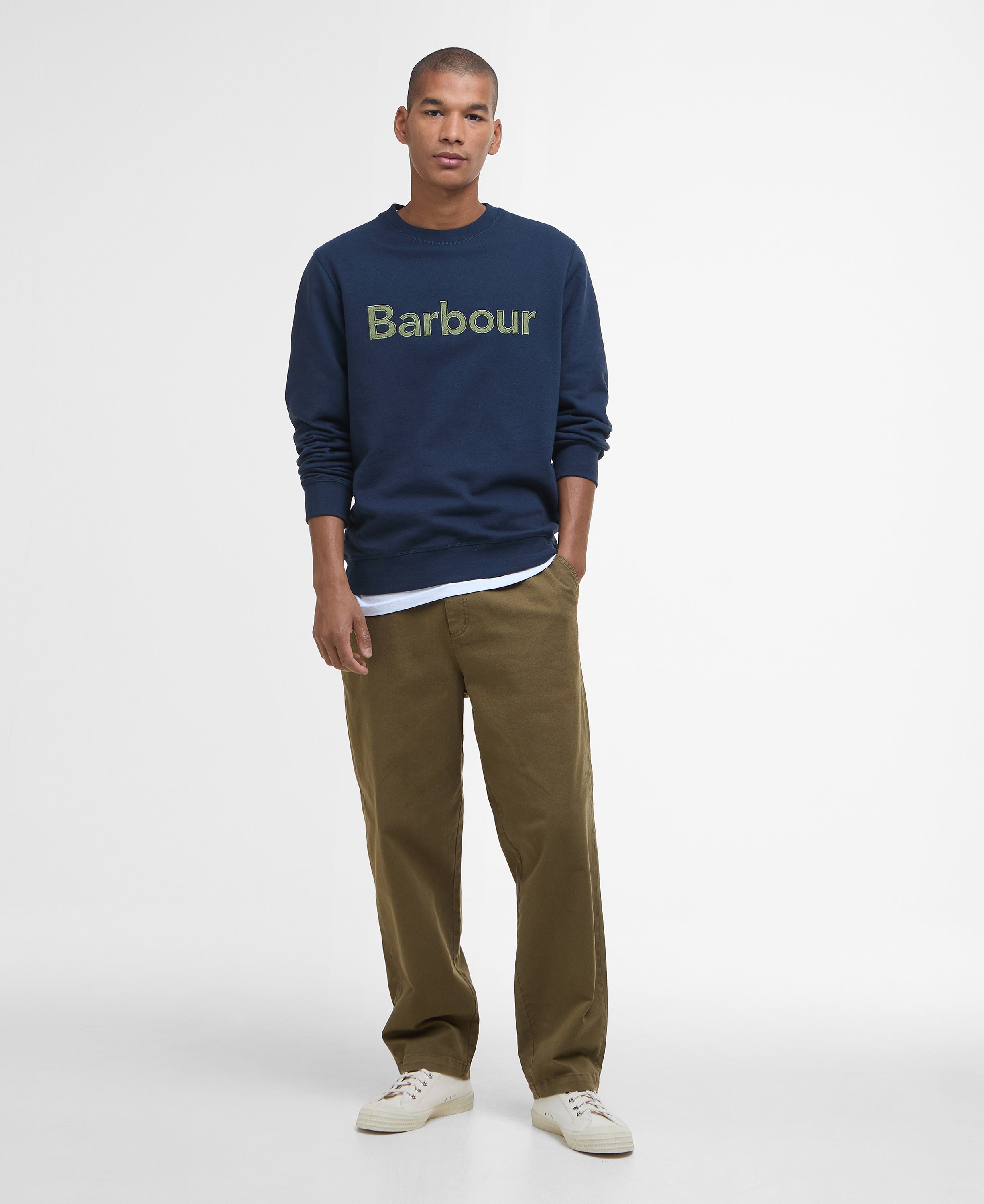 Barbour pique-applique-crew-sweatshirt-navy – Legend Story