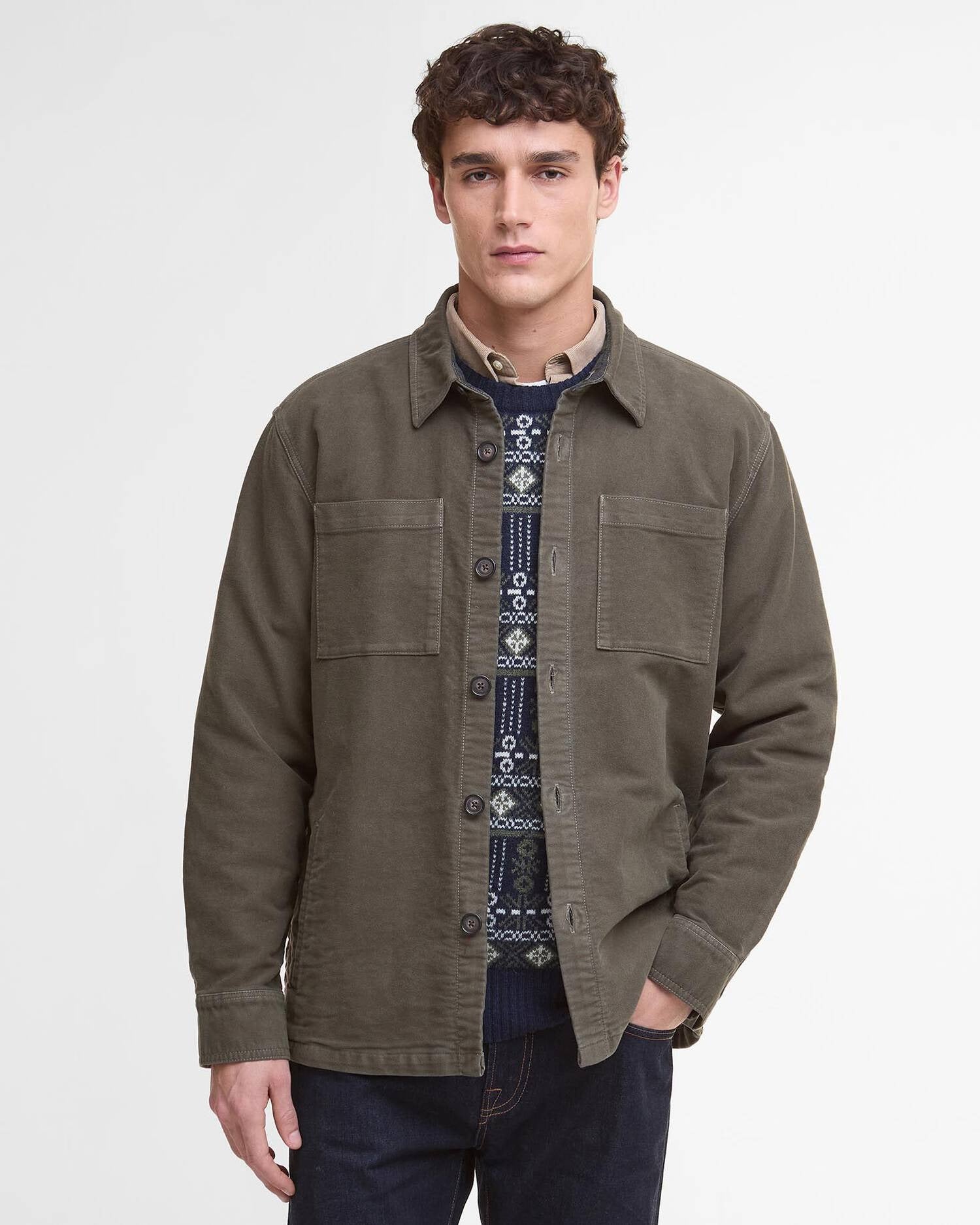 Barbour regular-moleskin-overshirt-dark-olive – Legend Story