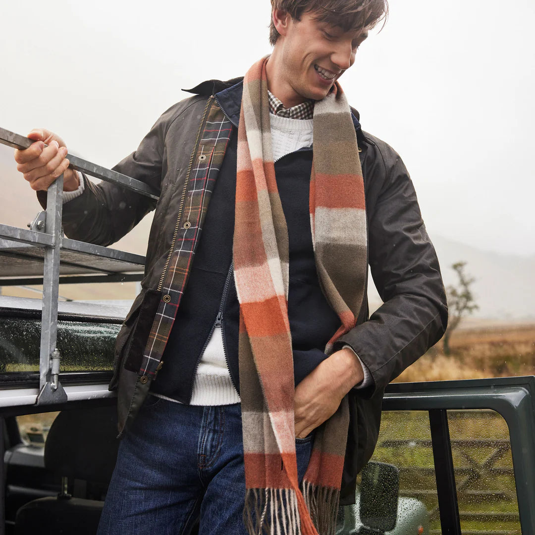 Barbour lambswool-tattersall-scarf-warm-ginger – Legend Story