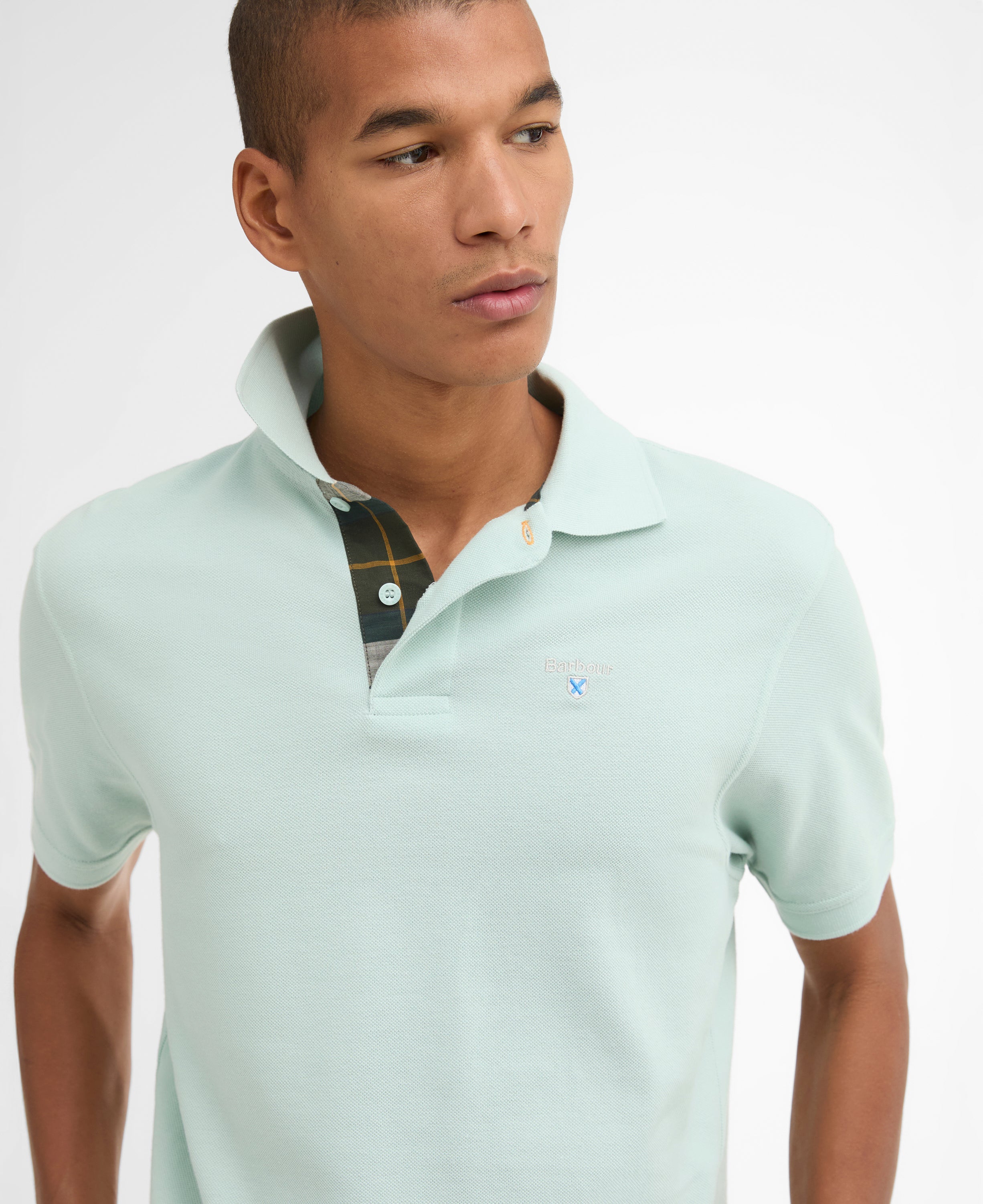 Barbour tartan-pique-polo-shirt-mint-blue – Legend Story