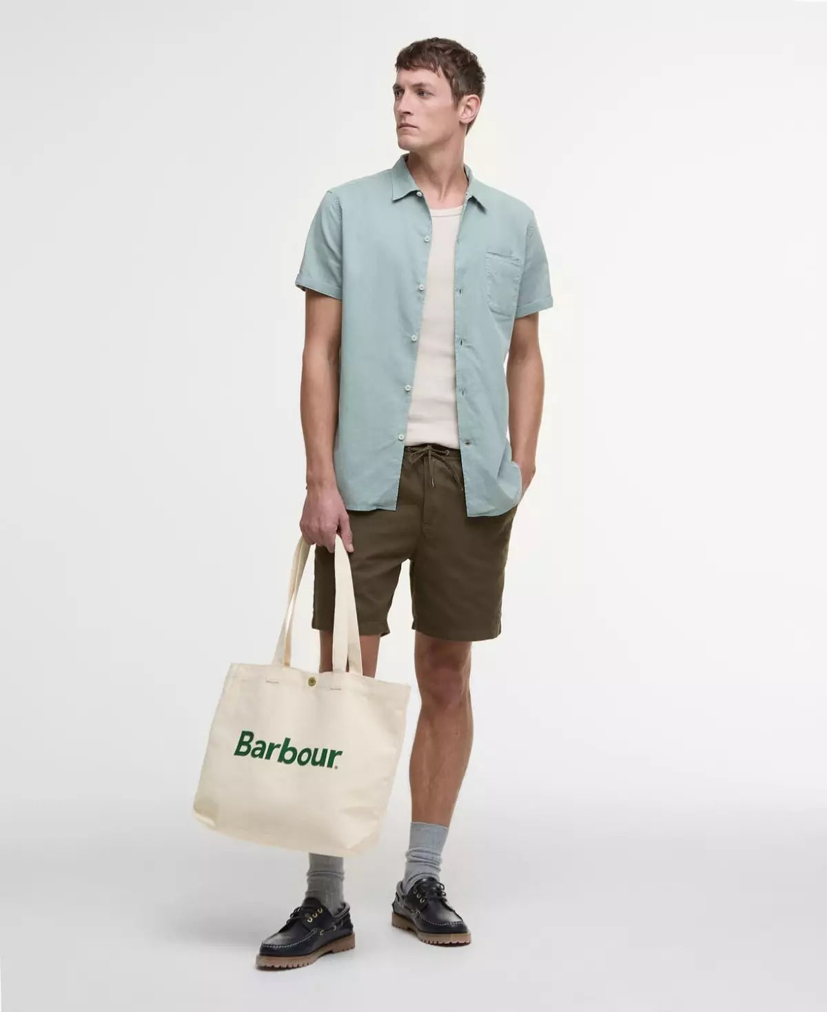 Barbour logo-tote-bag-ecru-barbour-green – Legend Story